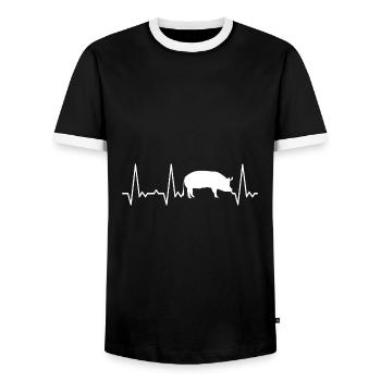 Cochon battant le cœur - T-shirt contrasté Homme - noir/blanc - Devant - AI Model Female 172 light (172cm) & AI Model Male 178 light (178cm)