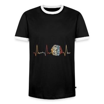 Heartbeat 20 sided cube - Men's Ringer Shirt - black/white - Front - AI Model Female 172 light (172cm) & AI Model Male 178 light (178cm)