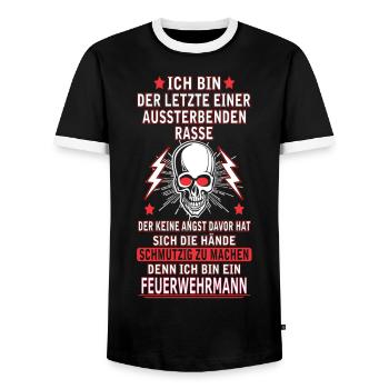 FEUERWEHRMANN - Männer Kontrast-T-Shirt - Schwarz/Weiß - Vorne - AI Model Female 172 light (172cm) & AI Model Male 178 light (178cm)