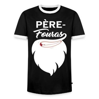 Père Fouras Papa Barbu - T-shirt contrasté Homme - noir/blanc - Devant - AI Model Female 172 light (172cm) & AI Model Male 178 light (178cm)