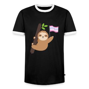Queer Intersexuell Faultier Tropisches Tier LGBT - Männer Kontrast-T-Shirt - Schwarz/Weiß - Vorne - AI Model Female 172 light (172cm) & AI Model Male 178 light (178cm)