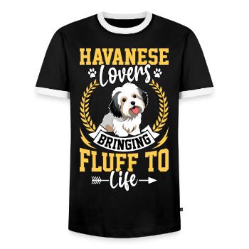 Havanese Lovers bring fluff to life - Männer Kontrast-T-Shirt - Schwarz/Weiß - Vorne - AI Model Female 172 light (172cm) & AI Model Male 178 light (178cm)