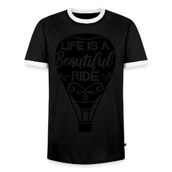 Ich wäre lieber in einem Heißluftballon Geschenke - Männer Kontrast-T-Shirt - Schwarz/Weiß - Vorne - AI Model Female 172 light (172cm) & AI Model Male 178 light (178cm)