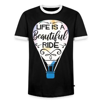 Heißluftballon fahren | Ballonfahrt Geschenkideen - Männer Kontrast-T-Shirt - Schwarz/Weiß - Vorne - AI Model Female 172 light (172cm) & AI Model Male 178 light (178cm)