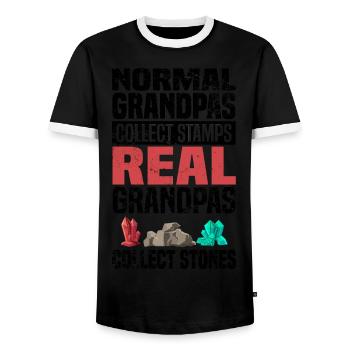 Steine Sammeln | Steinsammler Geologe Geschenkidee - Männer Kontrast-T-Shirt - Schwarz/Weiß - Vorne - AI Model Female 172 light (172cm) & AI Model Male 178 light (178cm)