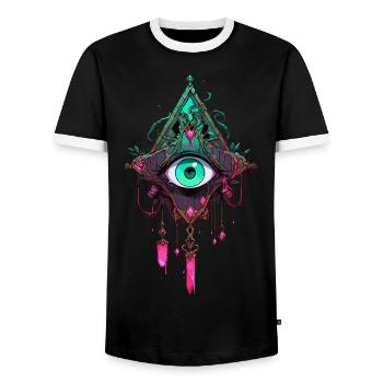 Dreamcatcher #1 - Men's Ringer Shirt - black/white - Front - AI Model Female 172 light (172cm) & AI Model Male 178 light (178cm)