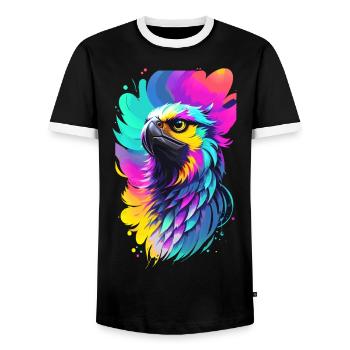 Bunter Adler im Splash Art Stil - Männer Kontrast-T-Shirt - Schwarz/Weiß - Vorne - AI Model Female 172 light (172cm) & AI Model Male 178 light (178cm)