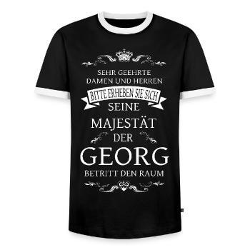 Seine Majestät der Georg betritt den Raum - Männer Kontrast-T-Shirt - Schwarz/Weiß - Vorne - AI Model Female 172 light (172cm) & AI Model Male 178 light (178cm)