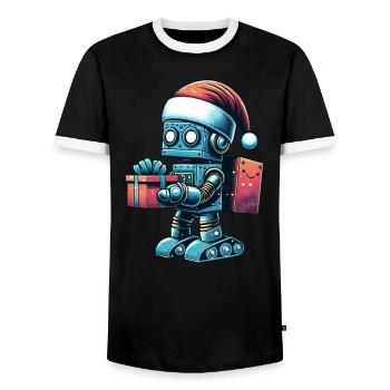 Roboter Weihnachtsmann Festliche Technologie - Männer Kontrast-T-Shirt - Schwarz/Weiß - Vorne - AI Model Female 172 light (172cm) & AI Model Male 178 light (178cm)