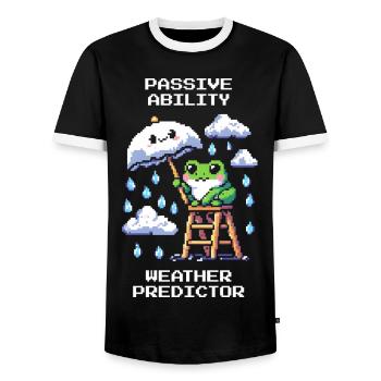 Passive Ability: Weather Oracle | Weatherman - Men's Ringer Shirt - black/white - Front - AI Model Female 172 light (172cm) & AI Model Male 178 light (178cm)