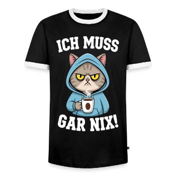 Je n'ai rien à faire, les chats - T-shirt contrasté Homme - noir/blanc - Devant - AI Model Female 172 light (172cm) & AI Model Male 178 light (178cm)