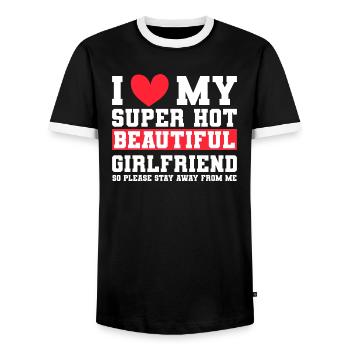 J’aime ma copine Couple Idée cadeau petit ami - T-shirt contrasté Homme - noir/blanc - Devant - AI Model Female 172 light (172cm) & AI Model Male 178 light (178cm)