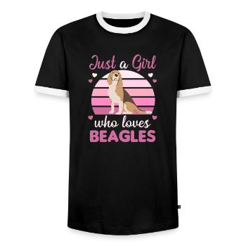 Juste une fille qui aime les beagles - chien mignon - T-shirt contrasté Homme - noir/blanc - Devant - AI Model Female 172 light (172cm) & AI Model Male 178 light (178cm)