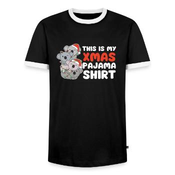 Koala Christmas Tree Pyjamas de Noël - T-shirt contrasté Homme - noir/blanc - Devant - AI Model Female 172 light (172cm) & AI Model Male 178 light (178cm)