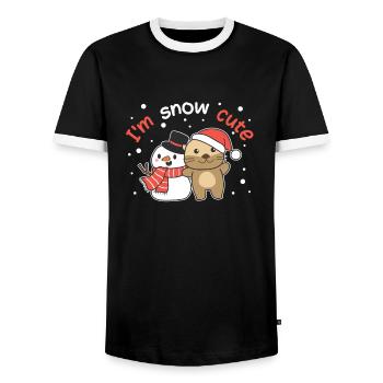 Otter I'm snow cute snowman snow pun - Men's Ringer Shirt - black/white - Front - AI Model Female 172 light (172cm) & AI Model Male 178 light (178cm)