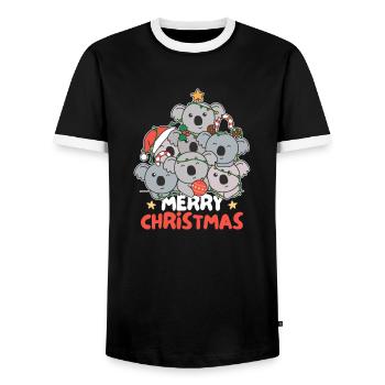 Koala Arbre de Noël Joyeux Noël - T-shirt contrasté Homme - noir/blanc - Devant - AI Model Female 172 light (172cm) & AI Model Male 178 light (178cm)