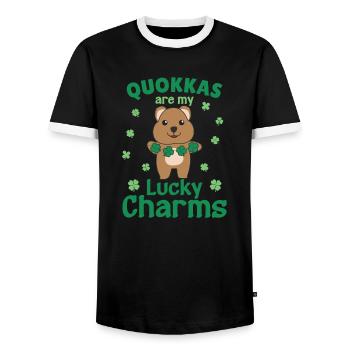 Les quokkas sont mes porte-bonheur La Saint-Patrick - T-shirt contrasté Homme - noir/blanc - Devant - AI Model Female 172 light (172cm) & AI Model Male 178 light (178cm)