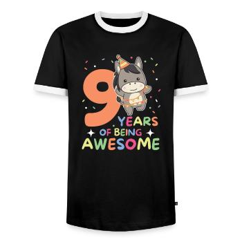 Âne pour les enfants de 9 ans de neuf ans - T-shirt contrasté Homme - noir/blanc - Devant - AI Model Female 172 light (172cm) & AI Model Male 178 light (178cm)