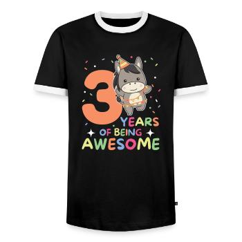 Âne pour les enfants de 3 ans de trois ans - T-shirt contrasté Homme - noir/blanc - Devant - AI Model Female 172 light (172cm) & AI Model Male 178 light (178cm)