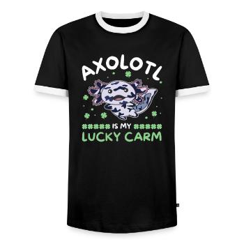 Axolotl est ma voiture chanceuse Kleeblatt St Patricks Day - T-shirt contrasté Homme - noir/blanc - Devant - AI Model Female 172 light (172cm) & AI Model Male 178 light (178cm)