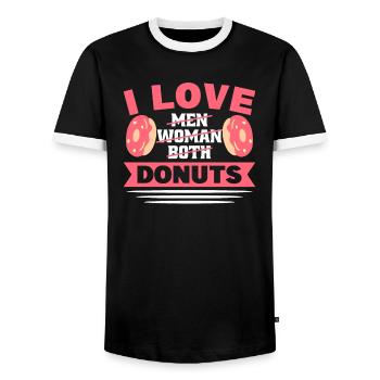 Aroace Agender Asexual Flag Pride LGBTQ Donuts - T-shirt contrasté Homme - noir/blanc - Devant - AI Model Female 172 light (172cm) & AI Model Male 178 light (178cm)
