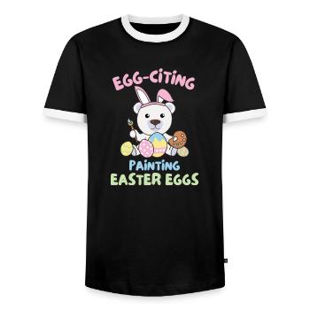 mignons ours polaires à Pâques avec des œufs de Pâques ours polaire - T-shirt contrasté Homme - noir/blanc - Devant - AI Model Female 172 light (172cm) & AI Model Male 178 light (178cm)