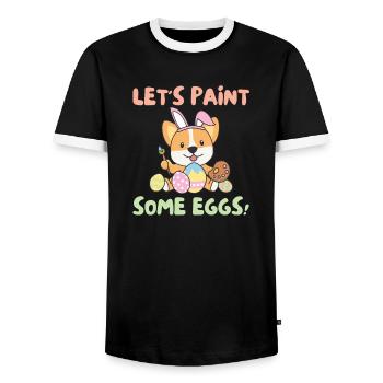 cute dogs for Easter Corgi - Men's Ringer Shirt - black/white - Front - AI Model Female 172 light (172cm) & AI Model Male 178 light (178cm)