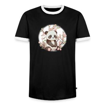 Panda cute animals for kids Kawaii pandas bears - Men's Ringer Shirt - black/white - Front - AI Model Female 172 light (172cm) & AI Model Male 178 light (178cm)