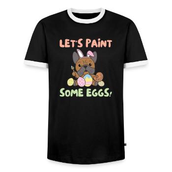 cute dogs for Easter Bulldog - Men's Ringer Shirt - black/white - Front - AI Model Female 172 light (172cm) & AI Model Male 178 light (178cm)