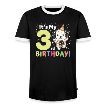 Dalmatiens pour les enfants de 3ème anniversaire de trois ans - T-shirt contrasté Homme - noir/blanc - Devant - AI Model Female 172 light (172cm) & AI Model Male 178 light (178cm)