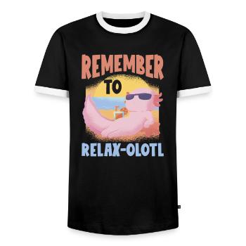 Relaxolotl Axolotl lovers sweet animals relax - Men's Ringer Shirt - black/white - Front - AI Model Female 172 light (172cm) & AI Model Male 178 light (178cm)