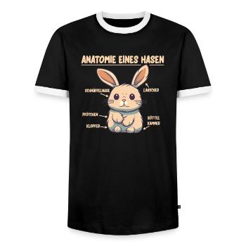 Anatomie eines Hasen lustige Kanninchen Erklärung - Männer Kontrast-T-Shirt - Schwarz/Weiß - Vorne - AI Model Female 172 light (172cm) & AI Model Male 178 light (178cm)