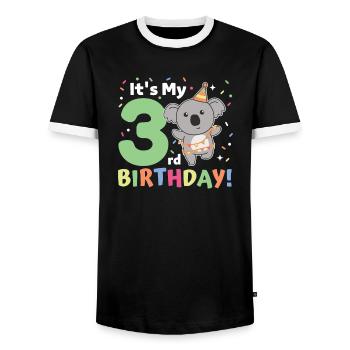 Koala pour les enfants de 3ème anniversaire de trois ans - T-shirt contrasté Homme - noir/blanc - Devant - AI Model Female 172 light (172cm) & AI Model Male 178 light (178cm)