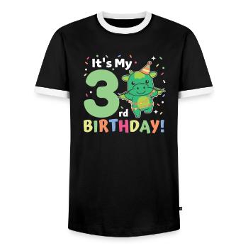 Dragon pour les enfants de 3ème anniversaire de trois ans - T-shirt contrasté Homme - noir/blanc - Devant - AI Model Female 172 light (172cm) & AI Model Male 178 light (178cm)