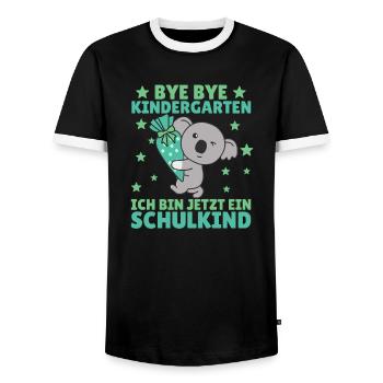 bye bye kindergarten Je suis écolier maintenant - T-shirt contrasté Homme - noir/blanc - Devant - AI Model Female 172 light (172cm) & AI Model Male 178 light (178cm)