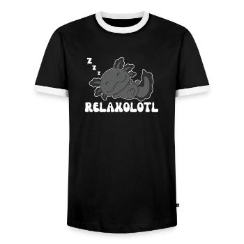 Relaxolotl Axolotl lovers sweet animals relax - Men's Ringer Shirt - black/white - Front - AI Model Female 172 light (172cm) & AI Model Male 178 light (178cm)