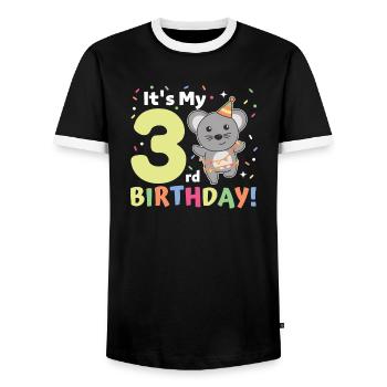 Souris pour les enfants de 3ème anniversaire de trois ans - T-shirt contrasté Homme - noir/blanc - Devant - AI Model Female 172 light (172cm) & AI Model Male 178 light (178cm)