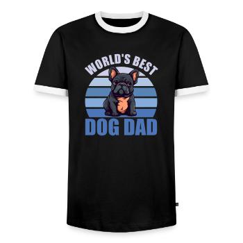 Meilleur chien du monde papa mignon bouledogue français - T-shirt contrasté Homme - noir/blanc - Devant - AI Model Female 172 light (172cm) & AI Model Male 178 light (178cm)