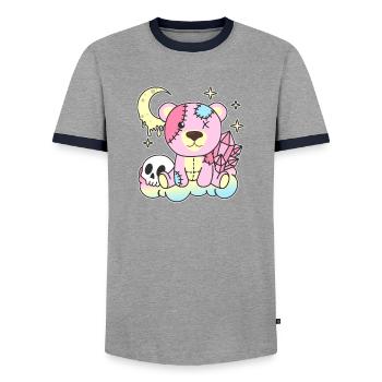 Kawaii Gothique Ours Pastel Goth gothique - T-shirt contrasté Homme - gris/marine  - Devant - AI Model Female 172 light (172cm) & AI Model Male 178 light (178cm)