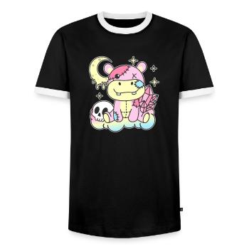 Kawaii Gothic Hippo Pastel Gothic Goth - Men's Ringer Shirt - black/white - Front - AI Model Female 172 light (172cm) & AI Model Male 178 light (178cm)