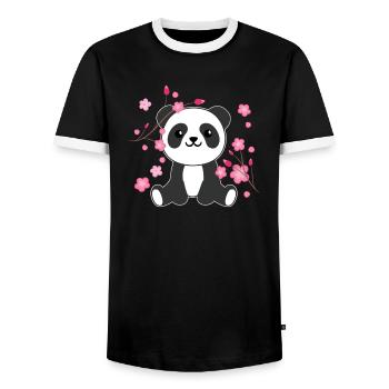 Panda cute animals for kids kawaii - Men's Ringer Shirt - black/white - Front - AI Model Female 172 light (172cm) & AI Model Male 178 light (178cm)