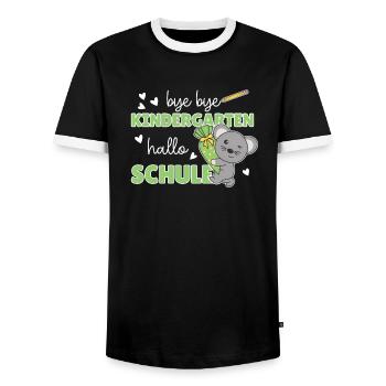bye bye Kindergarten hallo Schule Maus - Männer Kontrast-T-Shirt - Schwarz/Weiß - Vorne - AI Model Female 172 light (172cm) & AI Model Male 178 light (178cm)