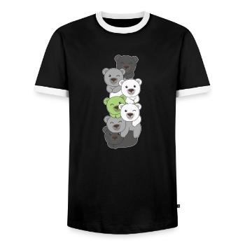 Agender Flag Pride LGBTQ Cute Bear Stack - T-shirt contrasté Homme - noir/blanc - Devant - AI Model Female 172 light (172cm) & AI Model Male 178 light (178cm)