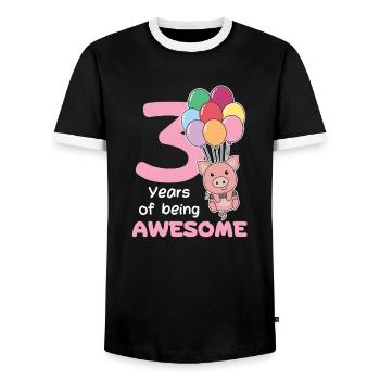 Cochon pour les enfants de trois ans - T-shirt contrasté Homme - noir/blanc - Devant - AI Model Female 172 light (172cm) & AI Model Male 178 light (178cm)