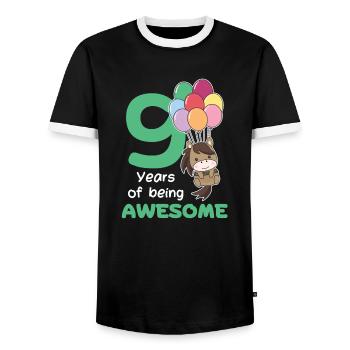 Cheval pour les enfants de 9 ans de neuf ans - T-shirt contrasté Homme - noir/blanc - Devant - AI Model Female 172 light (172cm) & AI Model Male 178 light (178cm)