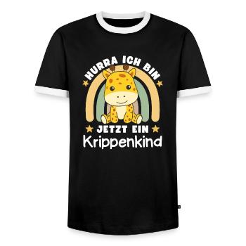 Hurra Ich Bin Jetzt Ein Krippenkind - Männer Kontrast-T-Shirt - Schwarz/Weiß - Vorne - AI Model Female 172 light (172cm) & AI Model Male 178 light (178cm)