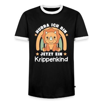 Hurra Ich Bin Jetzt Ein Krippenkind - Männer Kontrast-T-Shirt - Schwarz/Weiß - Vorne - AI Model Female 172 light (172cm) & AI Model Male 178 light (178cm)