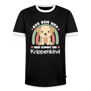 Aus Dem Weg Hier Kommt Ein Krippenkind Hund - Männer Kontrast-T-Shirt - Schwarz/Weiß - Vorne - AI Model Female 172 light (172cm) & AI Model Male 178 light (178cm)