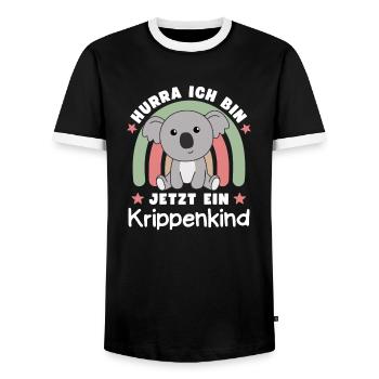 Hurra Ich Bin Jetzt Ein Krippenkind Koala - Männer Kontrast-T-Shirt - Schwarz/Weiß - Vorne - AI Model Female 172 light (172cm) & AI Model Male 178 light (178cm)