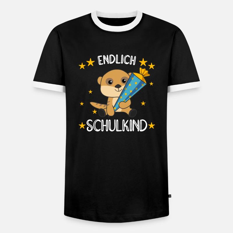 endlich Schulkind Einschulung Schule Erdmännchen - Männer Kontrast-T-Shirt - Schwarz/Weiß